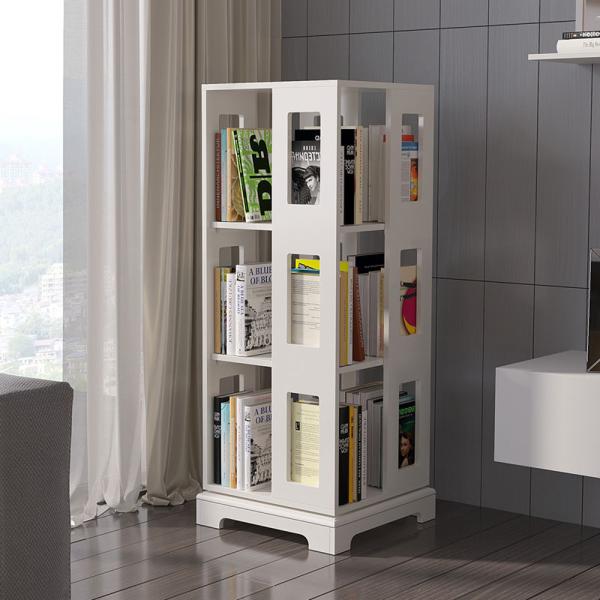 Muxing Regal Drehbares Bücherregal Lagerregal Weiß
