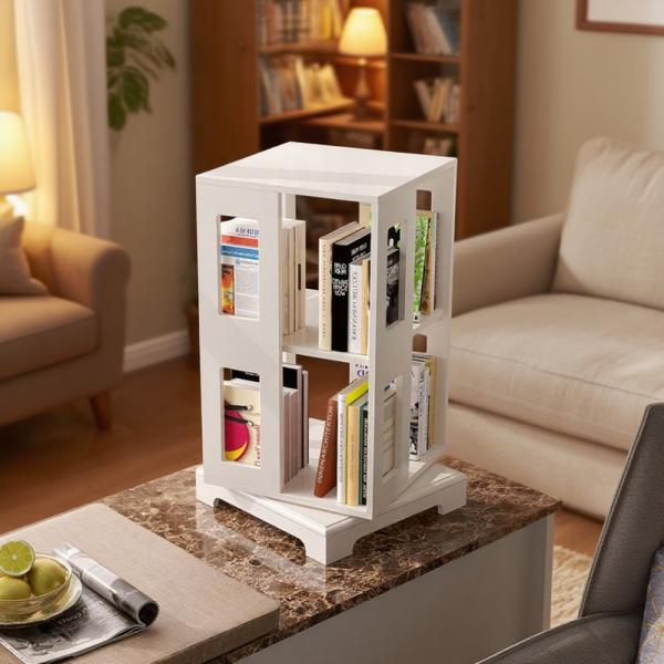 Muxing Regal Drehbares Bücherregal Lagerregal Weiß