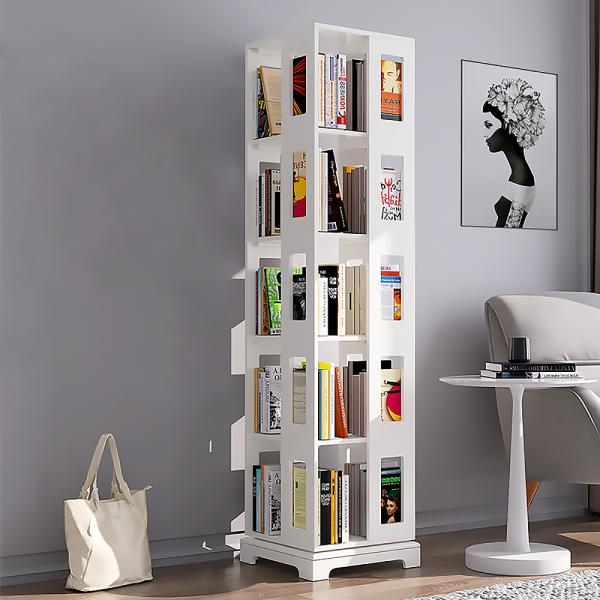Muxing Regal Drehbares Bücherregal Lagerregal Weiß
