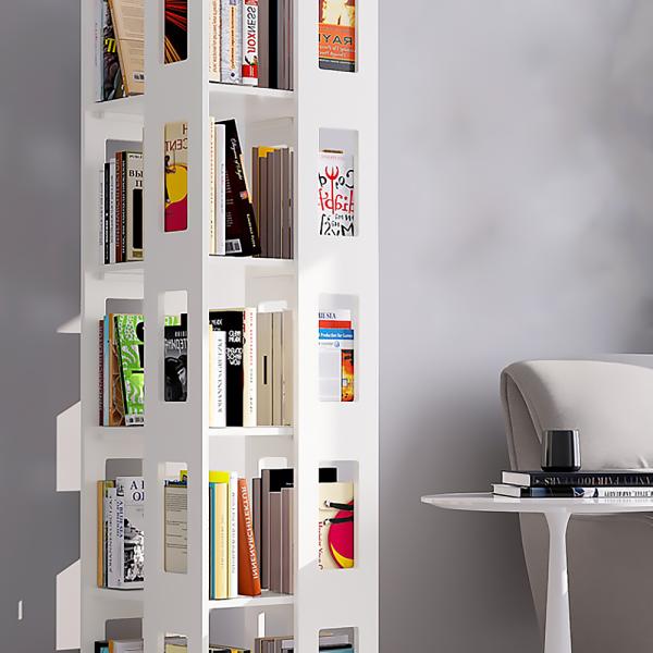 Muxing Regal Drehbares Bücherregal Lagerregal Weiß