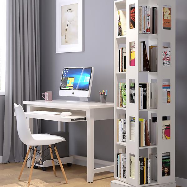 Muxing Regal Drehbares Bücherregal Lagerregal Weiß