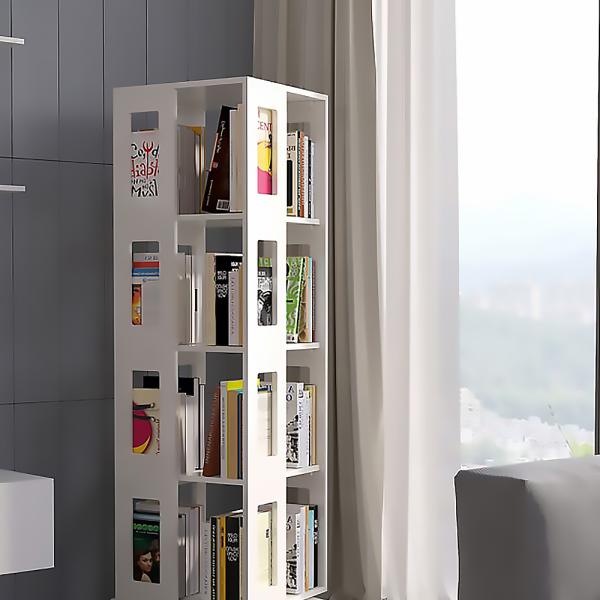 Muxing Regal Drehbares Bücherregal Lagerregal Weiß