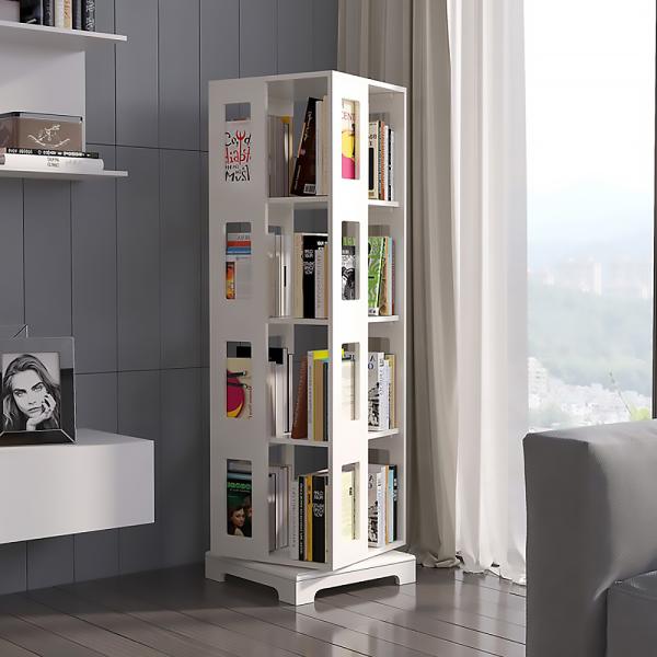 Muxing Regal Drehbares Bücherregal Lagerregal Weiß