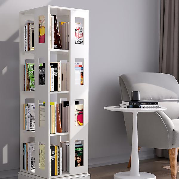 Muxing Regal Drehbares Bücherregal Lagerregal Weiß