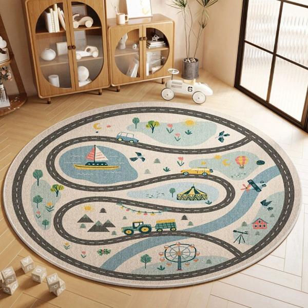 360Home KinderteppichRunder Teppich Cartoon-Design ideal für die Kinderzimmerdekoration und als Krabbelmatte
