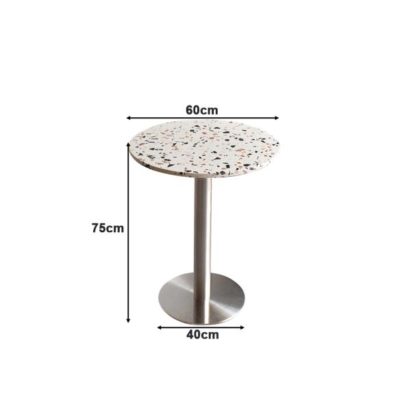Muxing Restauranttisch, runder Terrazzotisch, runder Tisch für Dessertläden, Tisch für Milchteeläden, kleiner Tisch für Cafés 60 x 75cm【XYZBX56543】