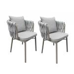 Muxing  2er-Set  Outdoor-Stuhl Campingstuhl Gartenstuhl Freizeitstuhl Armlehnenstuhl Geflechtstuhl für den Außenbereich/Garten 56×63×77cm [BZ-34]