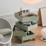 MuXing Stauraumschrank Rollcontainer Regal Snackschrank Drehregal 360°-Schrank Beistellschrank