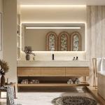 MuXing Waschbecken ,Wandspiegel ,Wandschrank, Wand-Waschbecken, Waschtisch mit Aufsatzbecken, Spüle mit Armaturenloch