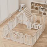 Muxing Laufgitter Baby Laufstall Absperrgitter  Aktivitätszentrum, mit Tür und Spielzeugboard Sicherheitsspielplatz für Kinder